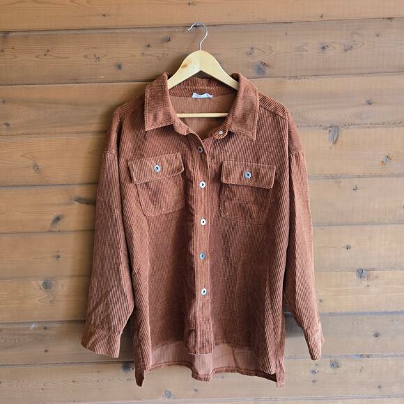 Altar'd State Jackets & Blazers - Altar'd State Brown Corduroy Button Up Shacket Shirt Jacket Large Boho Fall